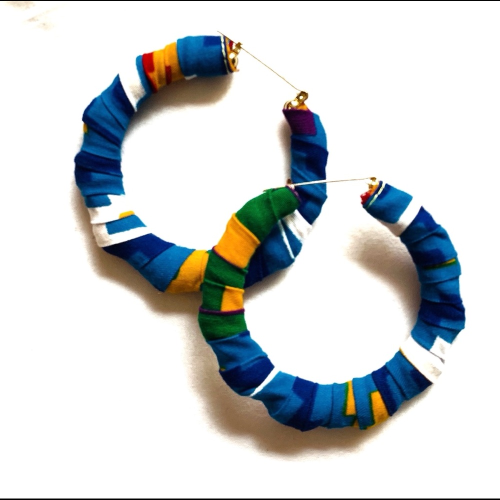 Handmade African Print Wrapped Bamboo Earring